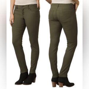 Prana Jenna Women's Pants Outdoor Cargo Green Mid Rise Slim Skinny Leg (Size10)